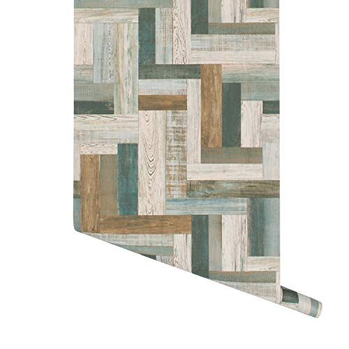 Romosa Wallcoverings Blue Ivory Gray Reclaimed Wood Wallpaper for Walls - New New