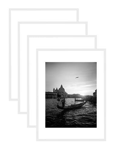 Rycewee White 18x24 Picture Frame Display 16x20 with or without Mat- 4 packs New