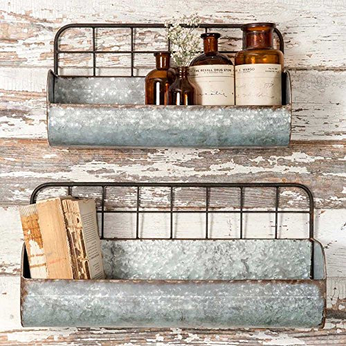 Colonial Tin Works Set of Two-Decorative Wire Back Wall Shelves New