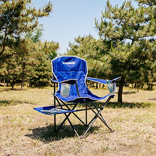 FUNDANGO Folding Padded Camping Arm Chair Portable Camping Chair - Blue Grey New