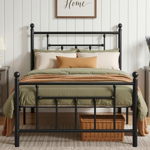 VECELO Twin Size Metal Platform Bed Frame Heavy Duty Slat Foundation B0CWRDP4JZ New