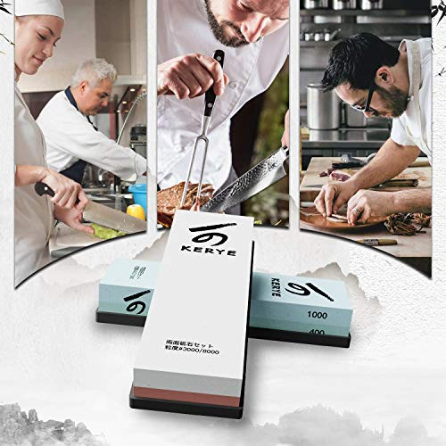 KERYE Knife Sharpening Stone Kit Japanese Whetstone KY28 - BLUE/WHITE