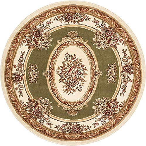 Well Woven Timeless Collection Le Petit Palais Green 5' Round Oriental Area Rug New