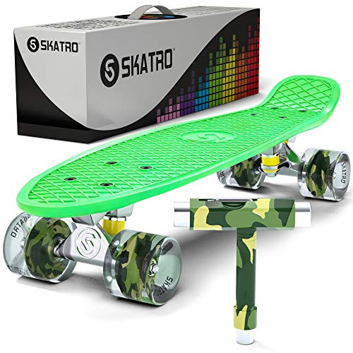 Skatro Mini Cruiser Skateboard. 22x6inch Retro Style Board Comes Complete New