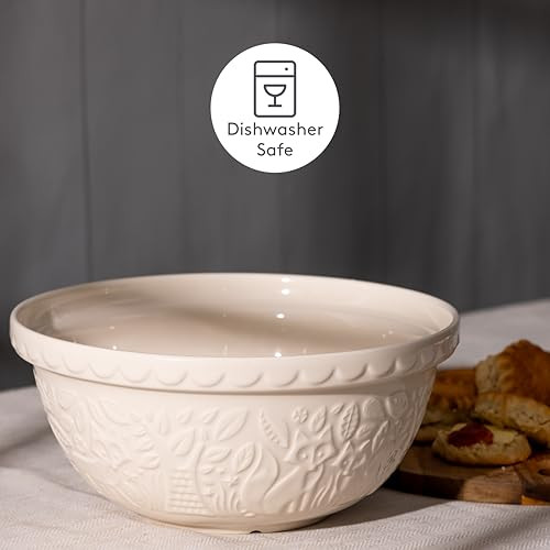 Mason Cash In the Forest S12 (4.25 Qt) Embossed Mixing Bowl | Fox (Cream) New