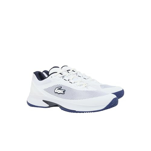 751SAM0022X96 LACOSTE MEN'S TECH POINT TENNIS SHOES, WHITE/DARK BLUE, SIZE 12 New