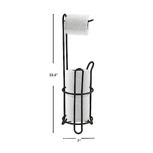 Simple Black Metal Heavy Duty Toilet Paper Holder Dispensing Top Home Basics New