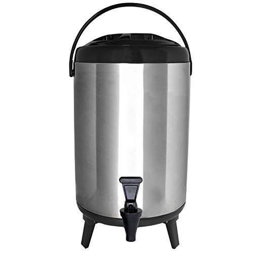 Vollum Stainless Steel Beverage Dispenser, 8 Liters, Spigot, B07ZY8SQ83 - BLACK New