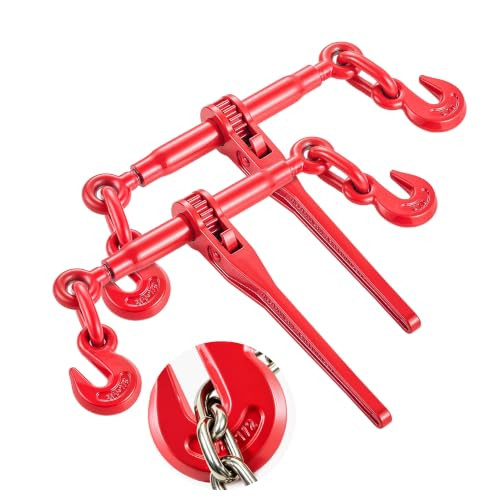 VEVOR 9215LBS 3/8" – 1/2" Ratchet Binders 2-Pack Red New