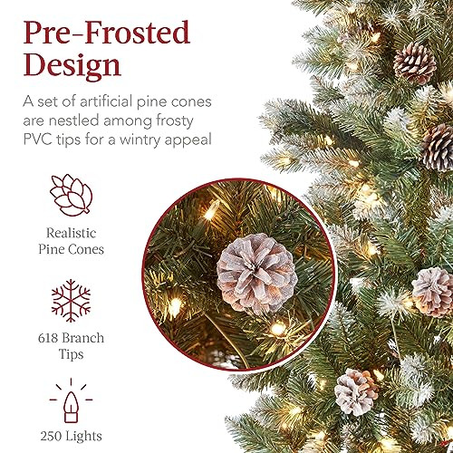 Best Choice Products 6ft Pre-lit Pencil Christmas Tree Flocked Frosted - White New
