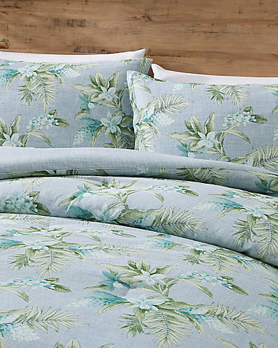 TOMMY BAHAMA FLORAL ENCHANTMENT REVERSIBLE 3-PIECE KING DUVET - LIGHT BLUE/AQUA