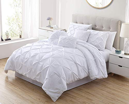 Chezmoi Collection Sydney 6-Piece Pinch Pleat Comforter Set - Twin, White