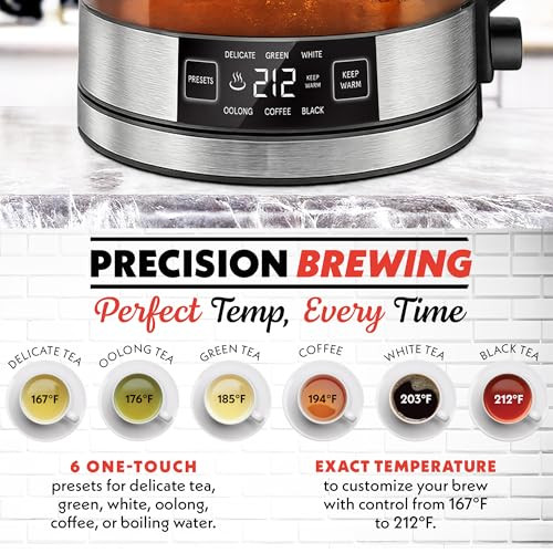 GOURMIA ELECTRIC GLASS KETTLE 1.7L CAPACITY DIGITAL DISPLAY GDK-2375 - BLACK