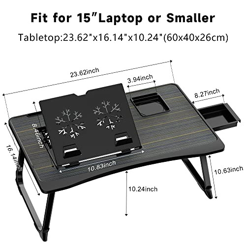 Saviki Lap Desk, Multi-Functional Features - Breakfast Serving Bed Table - Black New