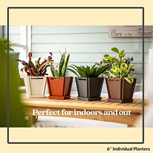 Groovebox Planters | Set of 3 | 6" x 6" | Metal Pots | B0892X85QJ | Sandstone New