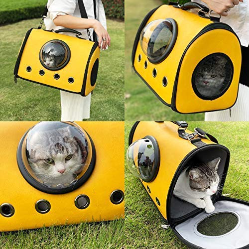 Cataria Bubble Cat Carrier Airline Approved pet Purse Airplane car - Yellow New