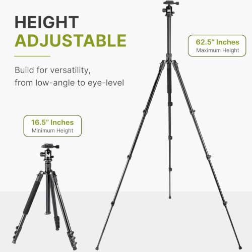 Magnus Travel Camera Tripod with Ball Head, 62.5in, 13.2 lb Capacity, NEW New