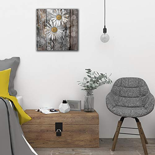Lureu Rustic Farmhouse Daisy Flowers 20"x20" Canvas Wall Art Prints New