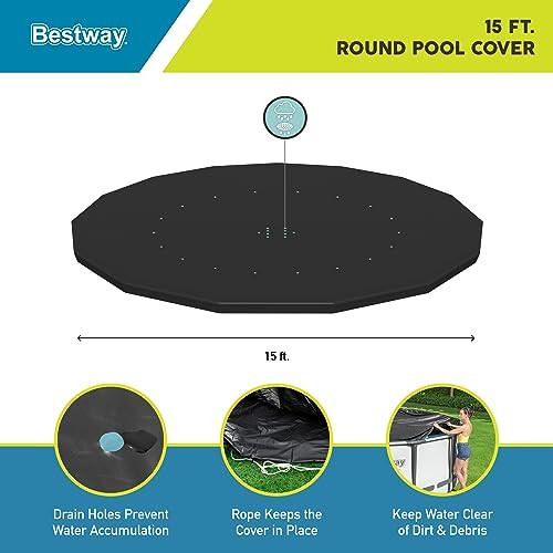 Bestway Flowclear PVC Round 15 Foot Pool Cover Frame Pools with Drain Holes New