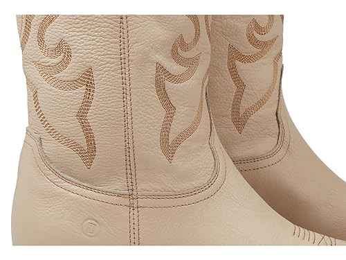 Dingo Womens Out West Embroidered Snip Toe Pull On Casual Boots Mid Calf - Beige New
