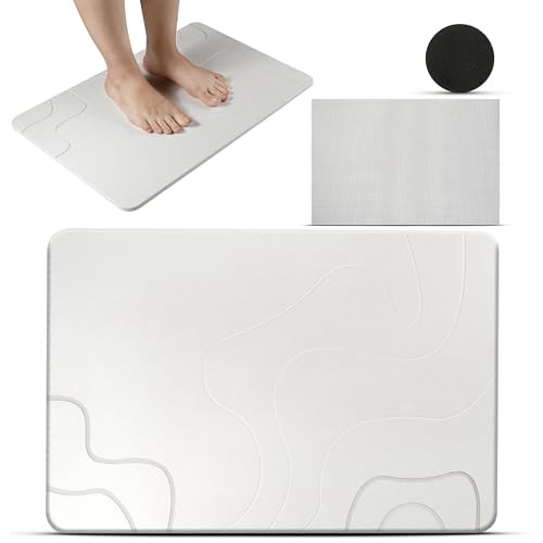 BigBcart White Stone Bath Mat for Bathroom - Diatomaceous Earth Bath Mat Stone New