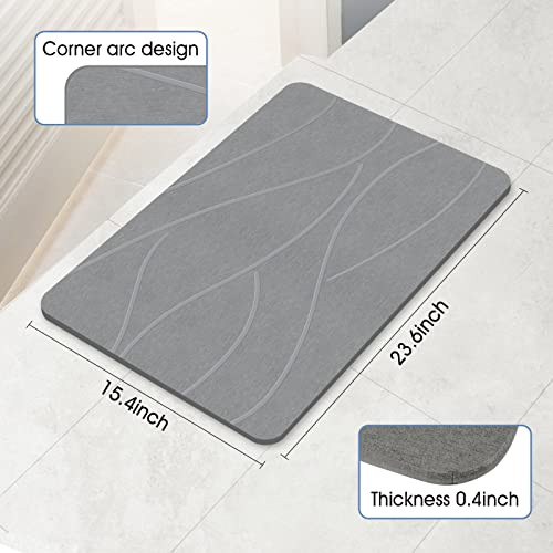 VEELOIM Stone Bath Mat, Diatomaceous Shower Mat for Bathroom, Grey New