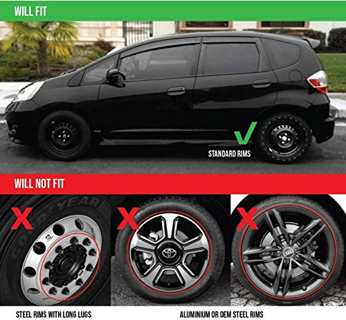 SUMEX Set 4 Hubcaps 14" Wheel Cover Spa Red Black ABS EASY to Install Universal New