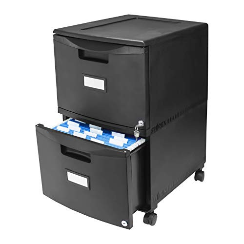 Storex Plastic Two-Drawer File Cabinet – Locking Document Organizer, Black New
