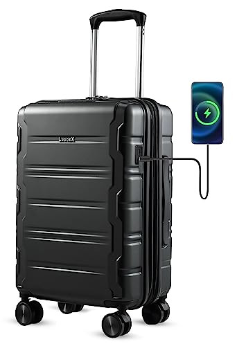 LUGGEX 20 Inch Black Carry On Luggage 22x14x9 Airline Approved B0C2P9B47W