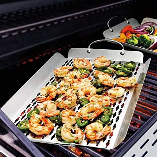 BEST VALUE,2 Pack, Stainless Steel Grill Topper Tray BBQ Boxed B0C37LT27K -NEW New