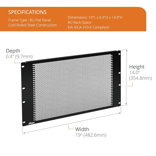 Tecmojo 8U Blank Panel Rack Mount 19" Server Rack Vented Black B0BNWPFL3D New