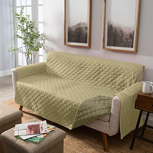 HOME DETAILS QUILTED REVERSIBLE FURNITURE PROTECTOR SLIPCOVER - OLIVE/SAGE