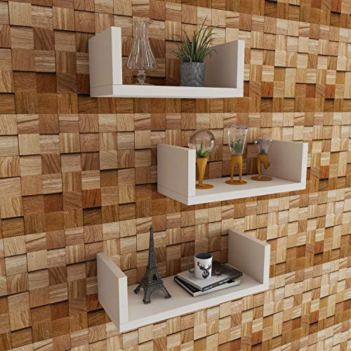Movenord Floating Shelves Wall Mounted Set of 3 Units Made in Export Quality MDF New