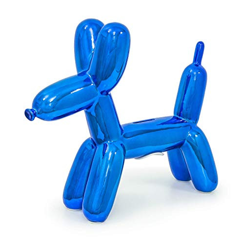 Made By Humans Balloon Sausage Dog Piggy Bank With High-Gloss Finish - Blue New