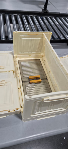 GENERIC COLLAPSIBLE STORAGE BINS, MAGNETIC DOORS, 3-TIER, WHEELS - BRIGHT AMBER