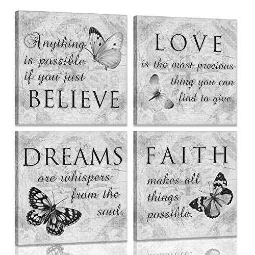 Motivational Quotes Contemporary Nature Butterfly Picture Print Black White New