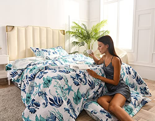 Kebury Beach Quilt Sets King Size Bedspread Coastal Bedding Set B094MWZQ35