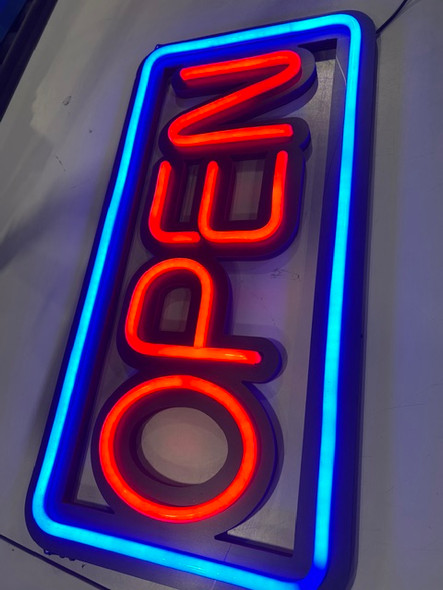 GENERIC JUMBO EXTRA LARGE 24" RESTRAUNT BUSINESS BAR OPEN SIGN - BLACK,BLUE,RED