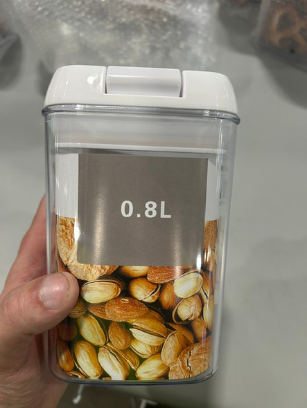 GENERIC 0.8L FOOD STORAGE CONTAINER WITH WHITE LID - CLEAR,WHITE