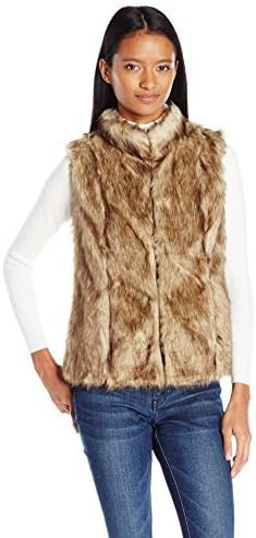 ANGIE WOMEN'S FAUX FUR VEST - SIZE: WOMEN SMALL - BROWN New