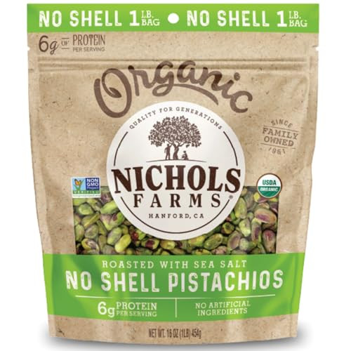 Nichols Farms Organic 1LB No Shell Pistachios - B08KFVX6KR New