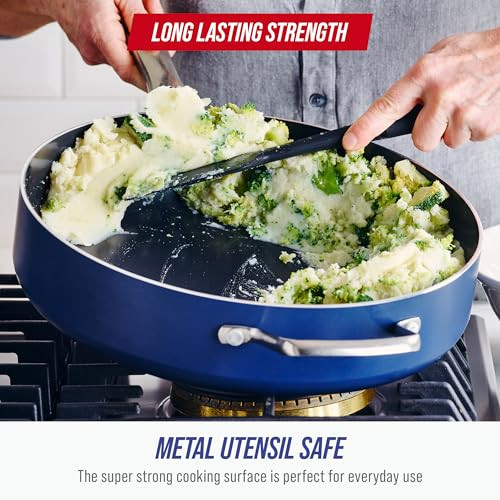 Blue Diamond 5QT PFAS-Free Ceramic Nonstick Sauté Pan with Lid, B07CZM83V8 New