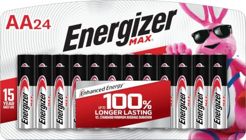 ENERGIZER AA BATTERIES, MAX DOUBLE AA BATTERY ALKALINE, 24 COUNT, 12 Year New