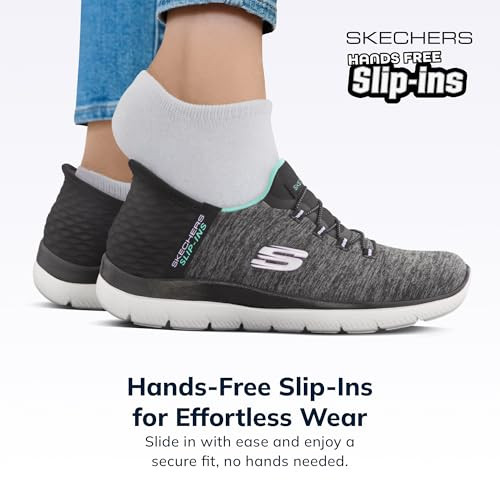 149937W Skechers Women Summits Dazzling Haze Sneaker, Black/Turquoise, Size 5W