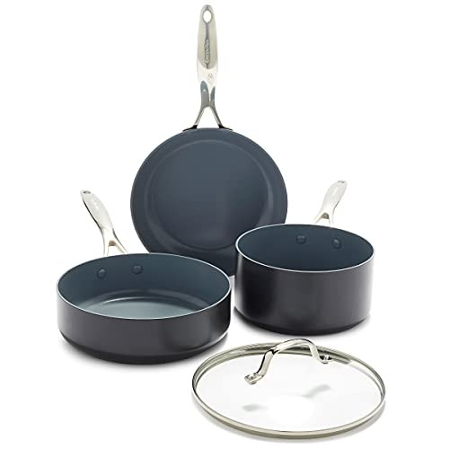 GREENPAN VALENCIA PRO HARD ANODIZED CERAMIC NON-STICK COATING 4-PIECE PAN - GRAY