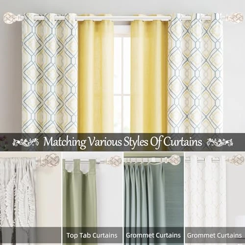 Ycolnaefllr 1" Double Curtain Rod Set, Weathered White, Adjustable 28-48"