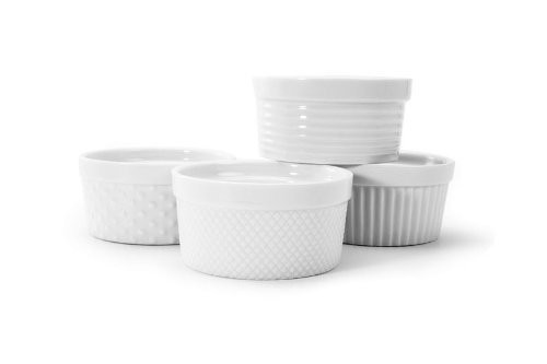 BIA Cordon Bleu White Porcelain Textured 5 ounce Ramekins - Set of 4 New