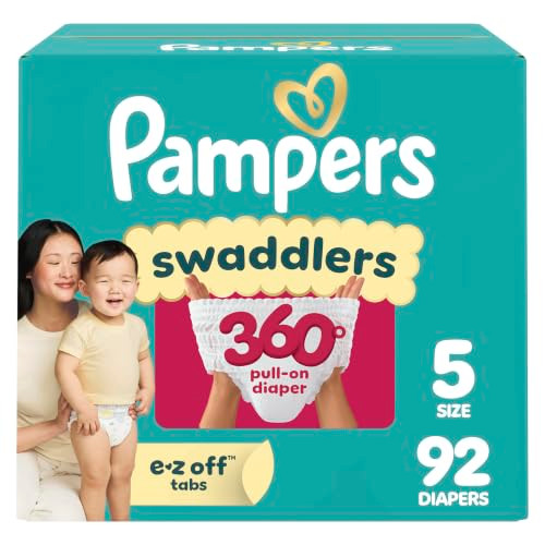 Pampers Diapers Swaddlers 360° Size 5, 92 Count - B0CVGMX4HR New