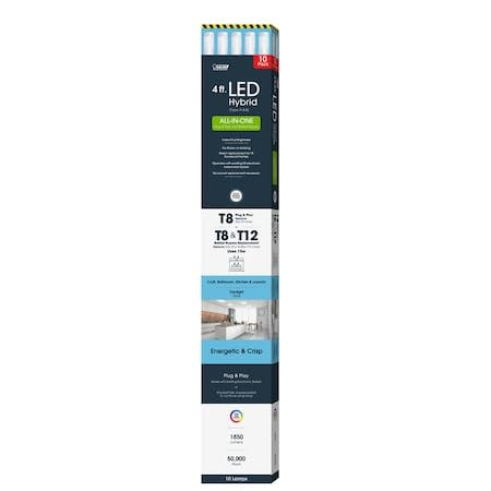 Feit 4' T8/T12 Plug-&-Play LED Hybrid 10-Pack New