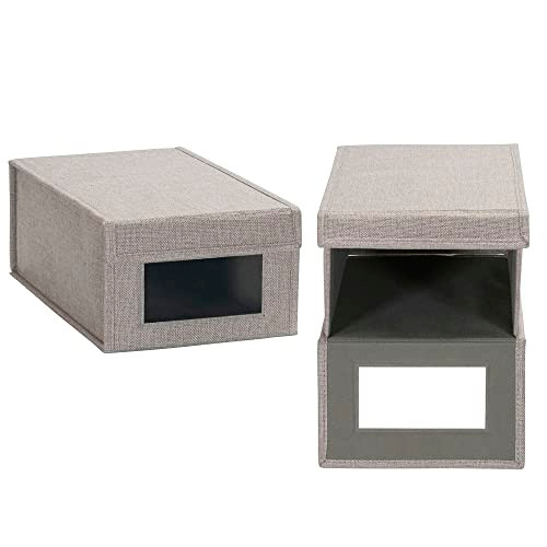 Household Essentials Small Drop Front Shoe Box Clear Front Panel 2-pack - Gray New